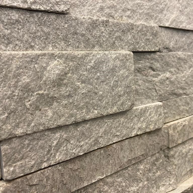 Splitface Snow White Natural Stone Wall Cladding 15x60cm