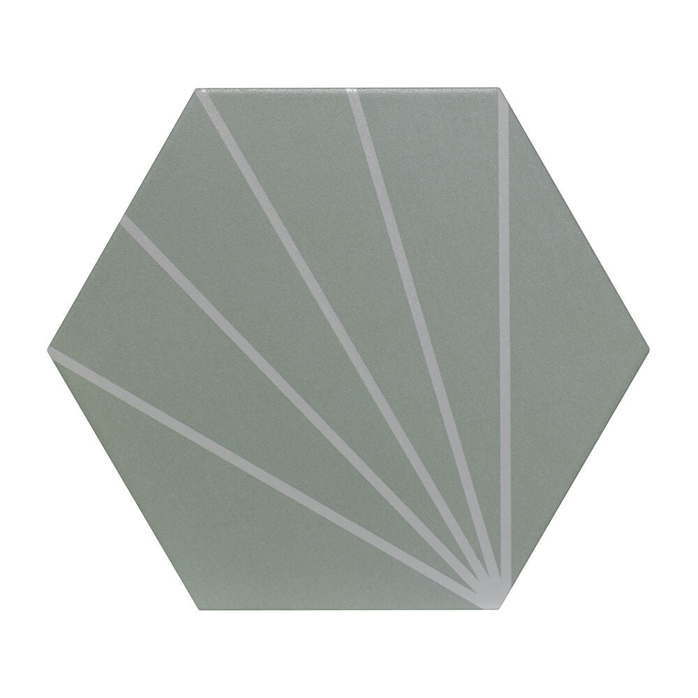 Sunburst Mint Matt Hexagon Glazed Porcelain Wall and Floor Tile 23.2x26.7cm