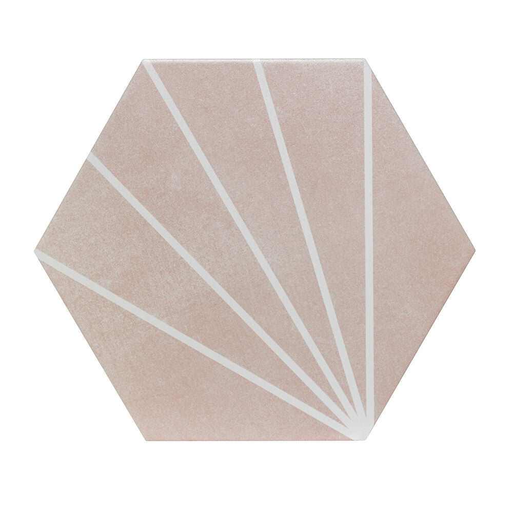 Sunburst Rose Matt Hexagon Glazed Porcelain Wall and Floor Tile 23.2x26.7cm