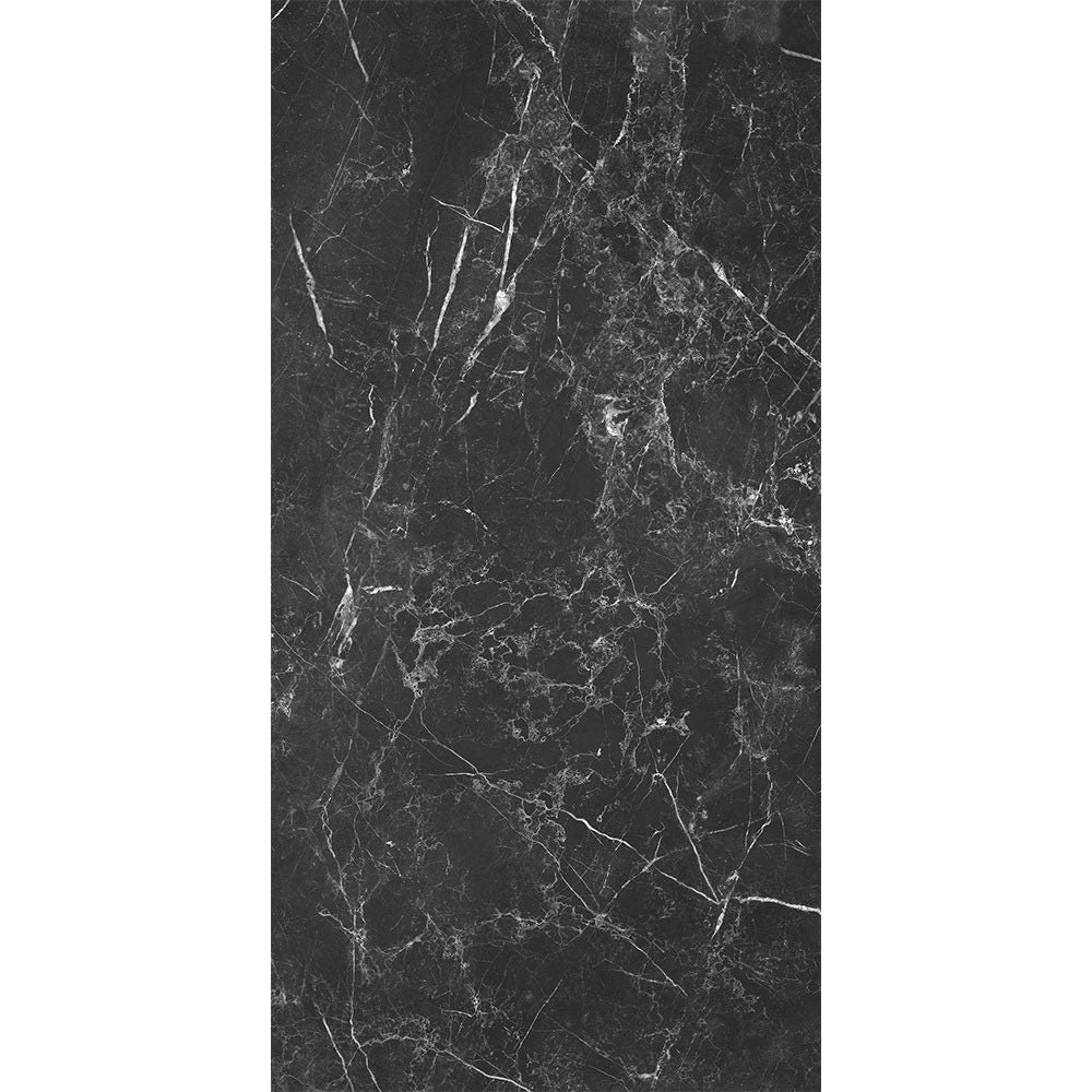 Radon Black Polished Marble Effect Porcelain Wall and Floor Tile 60x120cm