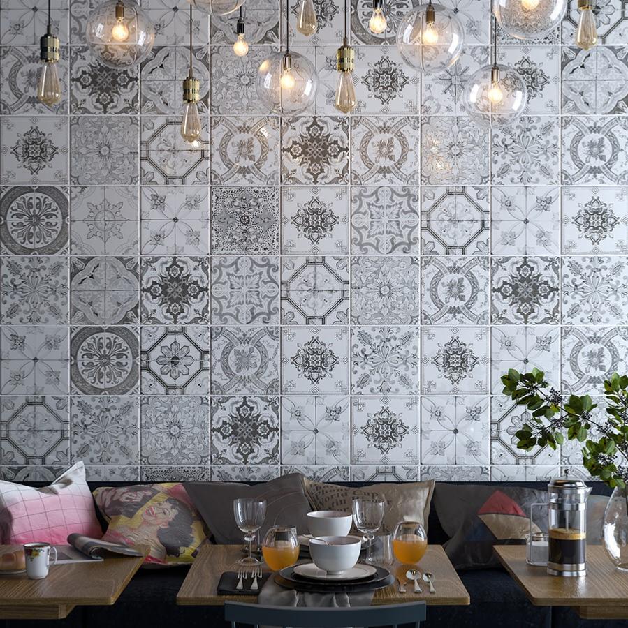 Morocco Grey Pattern Tile 20x20cm