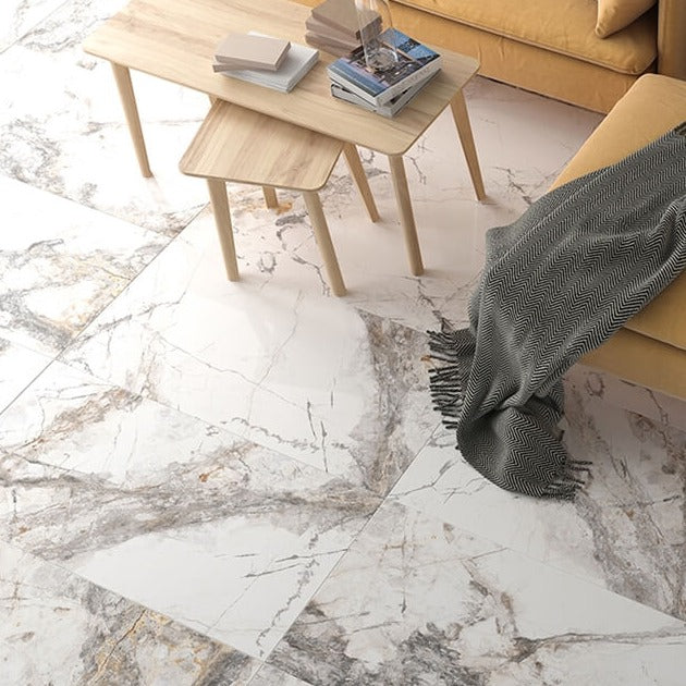 Yurtbay Invisible Marble Effect Gloss Porcelain Tile 60x120cm