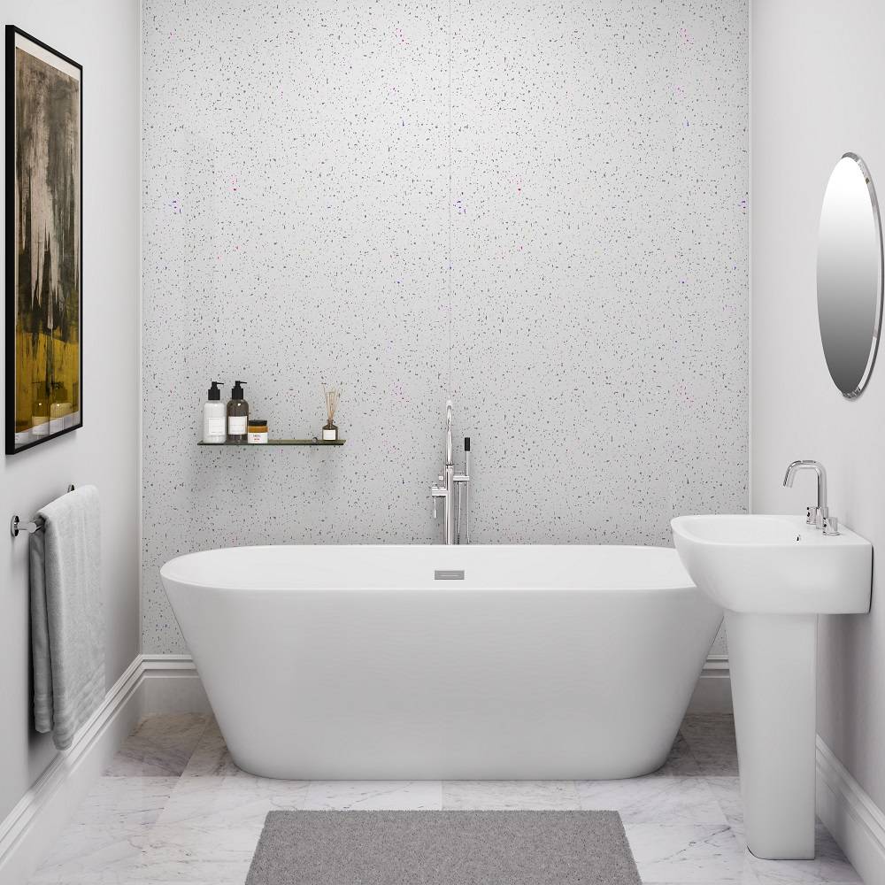 10mm Waterproof Shower Panel White Crystal 2400x1000mm