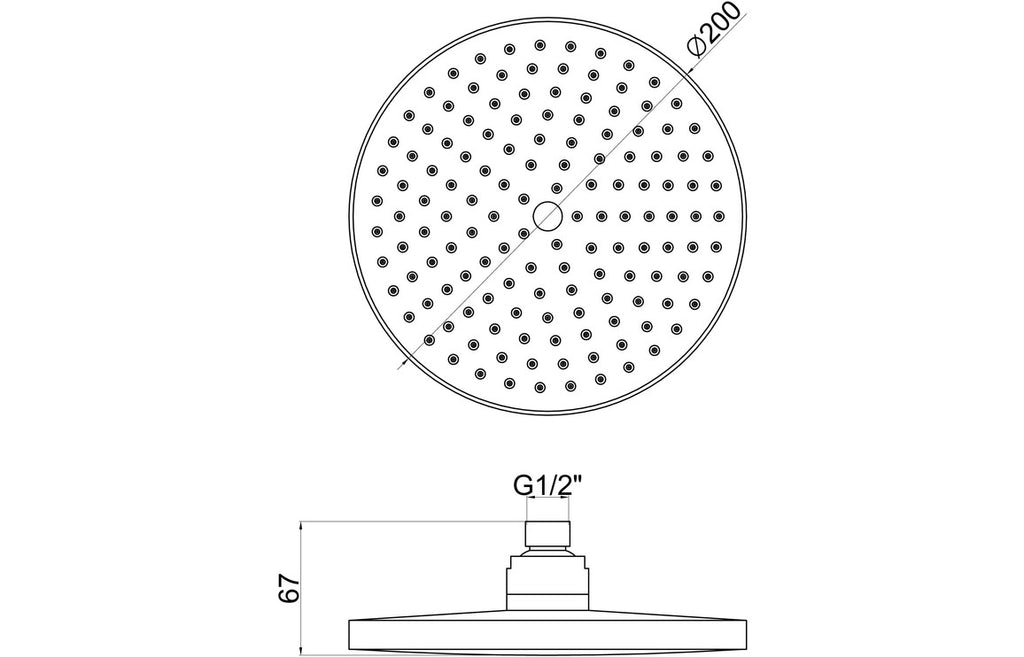 200mm Round Showerhead - Chrome-Shower Heads-DIC0632-