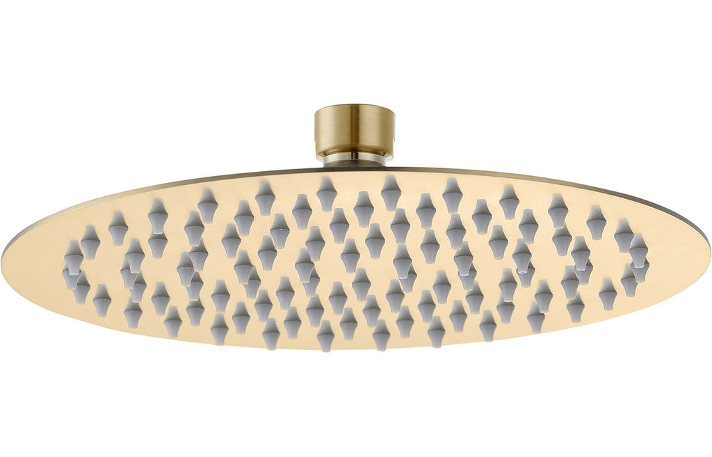 250mm Round Showerhead - Brushed Brass-Shower Heads-DICM0700-