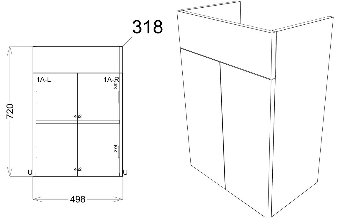 Chablis 500mm Basin Unit - White Gloss