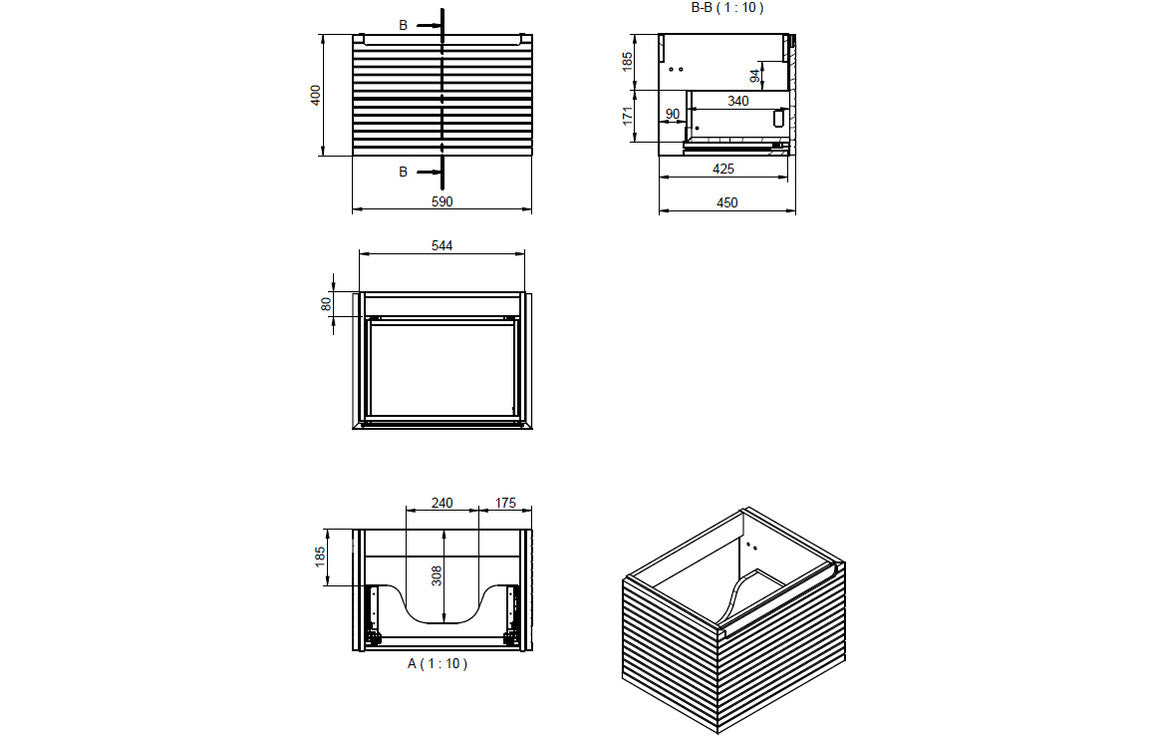 Alexa 615mm Wall Hung 1 Drawer Basin Unit & Basin - Matt Cotton