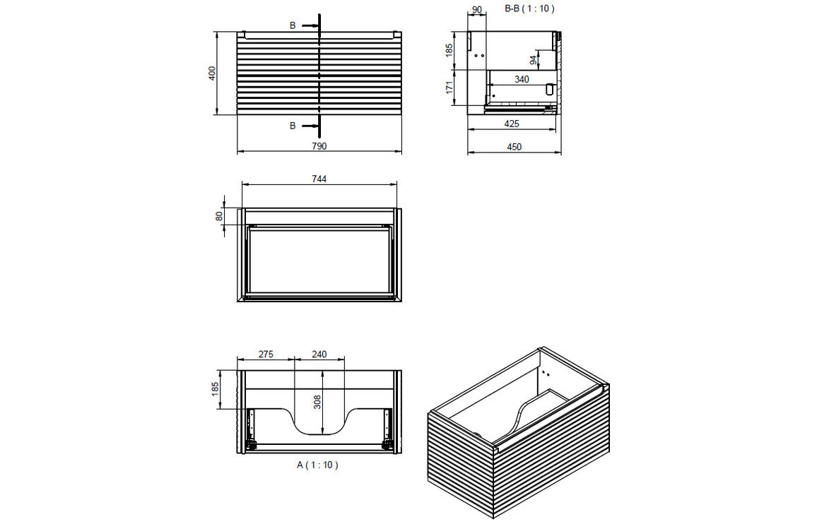 Alexa 800mm Wall Hung 1 Drawer Basin Unit & Worktop - Matt Cotton