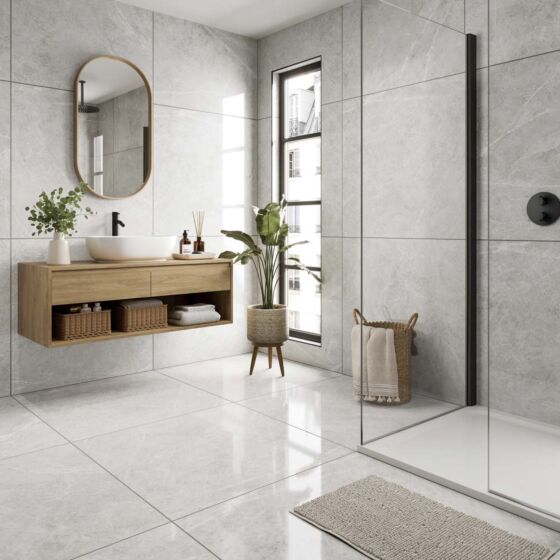 Allegra Pearl Polished Glazed Porcelain Wall and Floor Tile 90x90cm-Verona-P11436