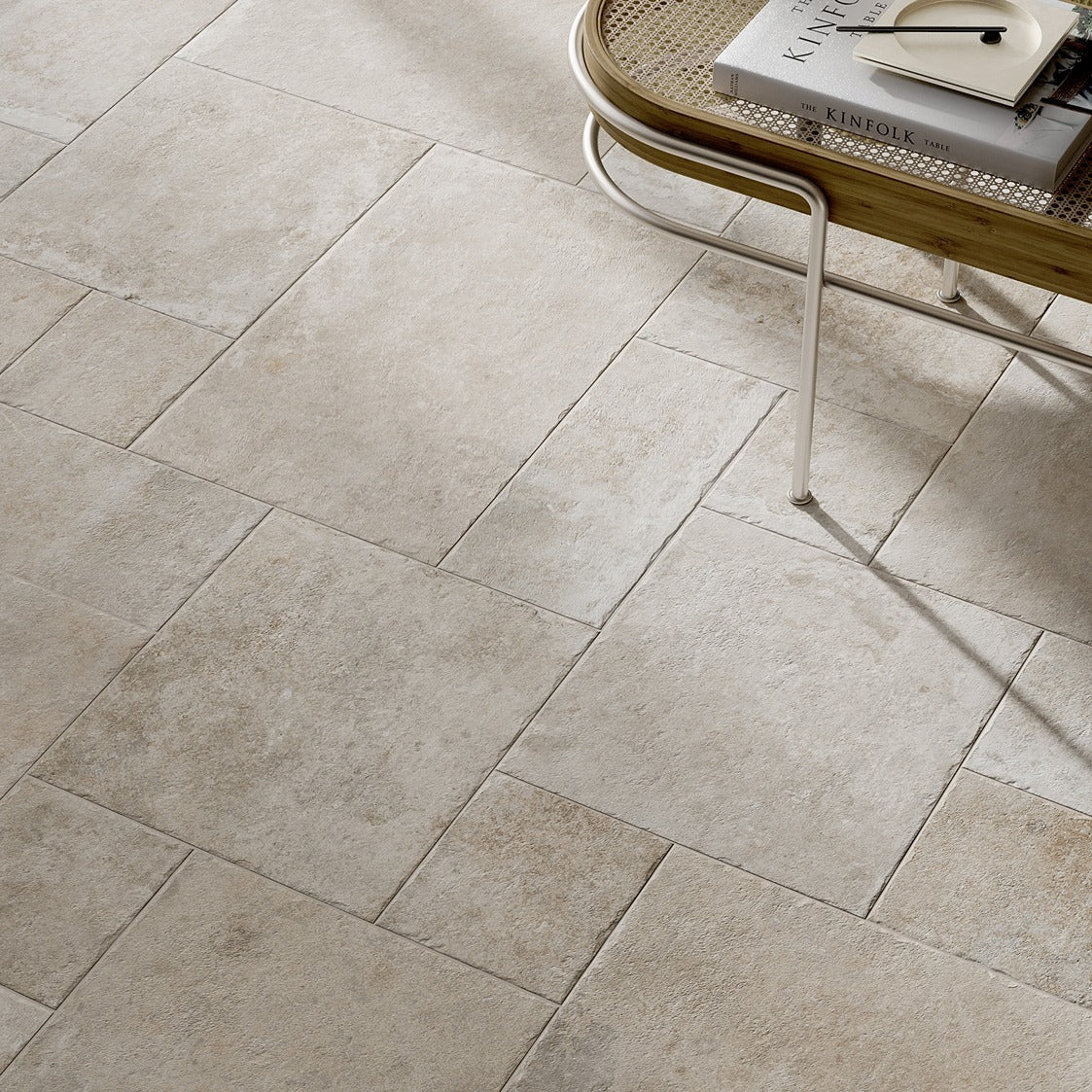 Sandringham Ivory Stone Effect Modular Porcelain Floor TIle Set