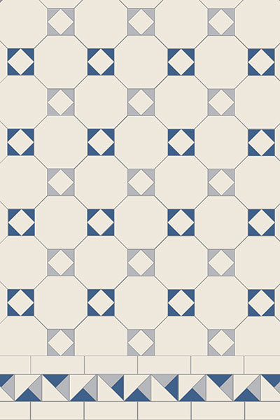 Original Style Victorian Arundel 3 colour (Dover White/Grey/Pugin Blue) Pattern