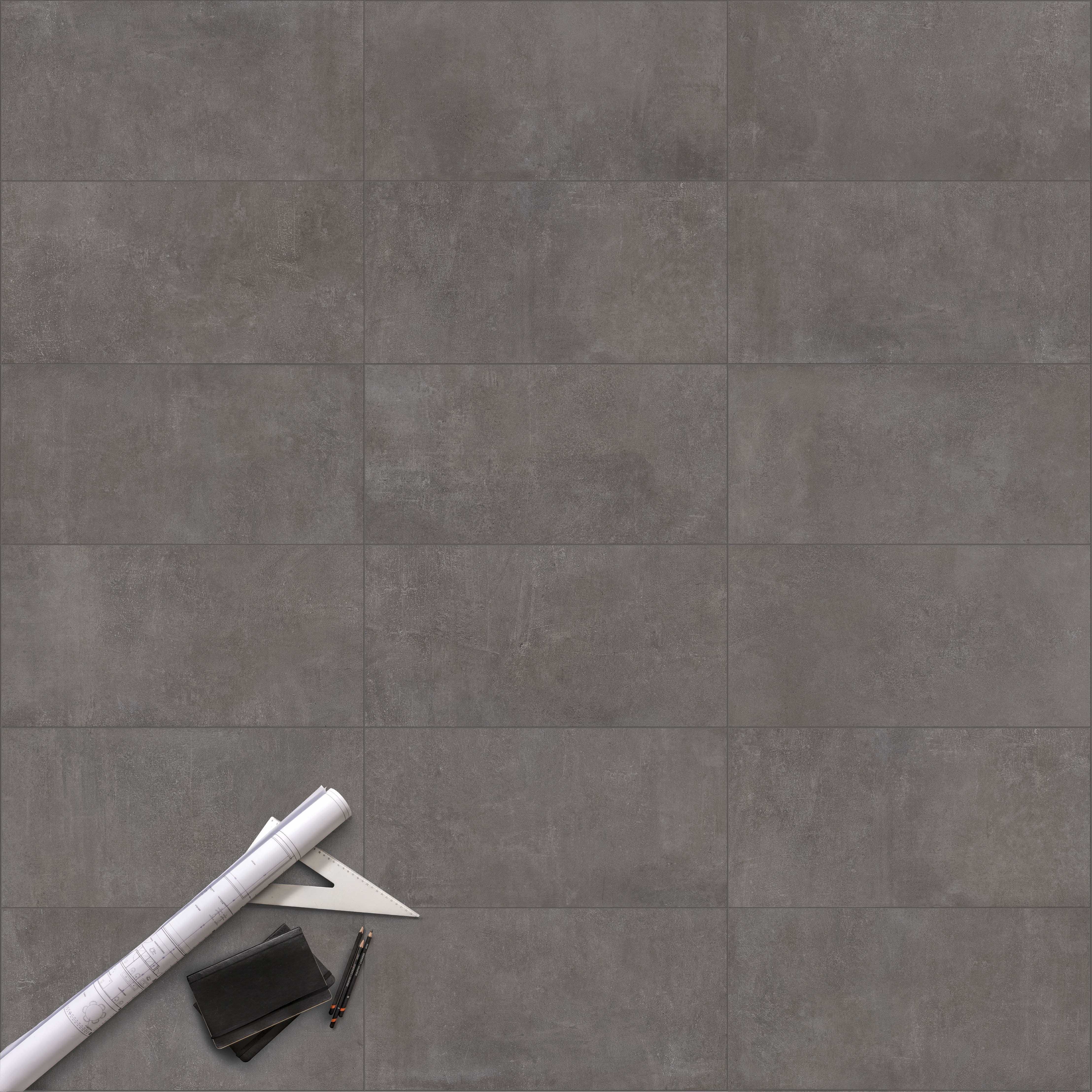 Block Anthracite Concrete Effect Porcelain Tile 30x60cm