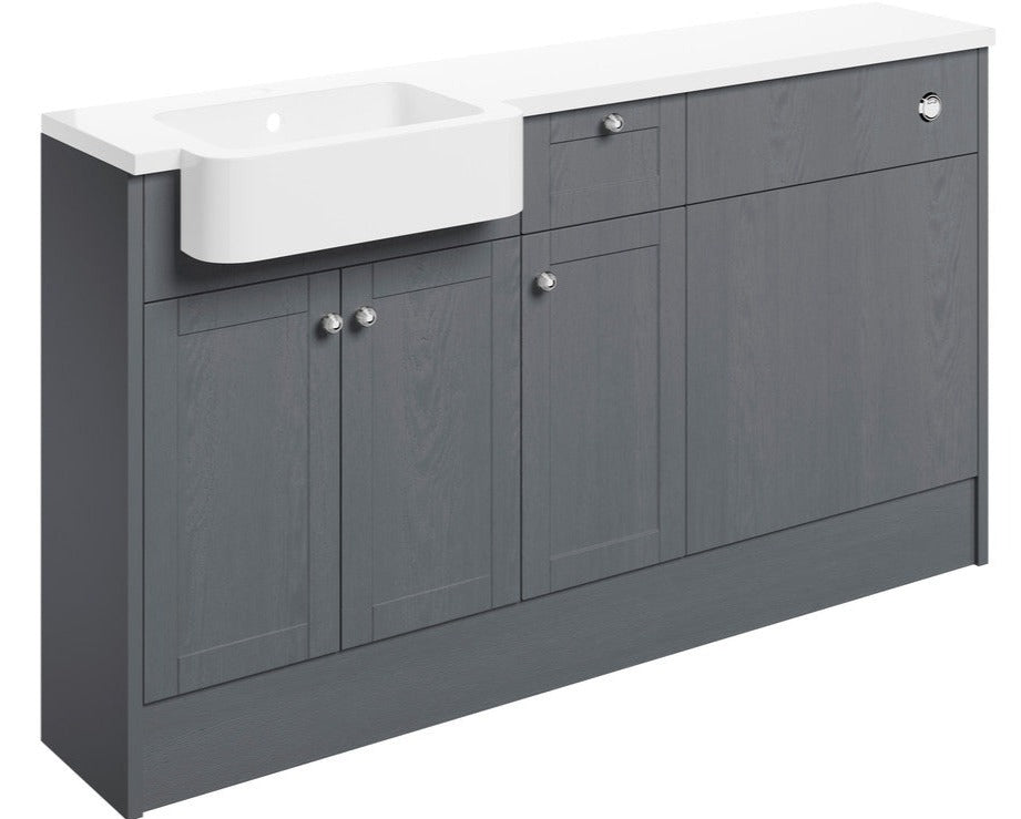 Picpoul 1542mm Basin, WC & 1 Drawer, 1 Door Unit Pack - Grey Ash