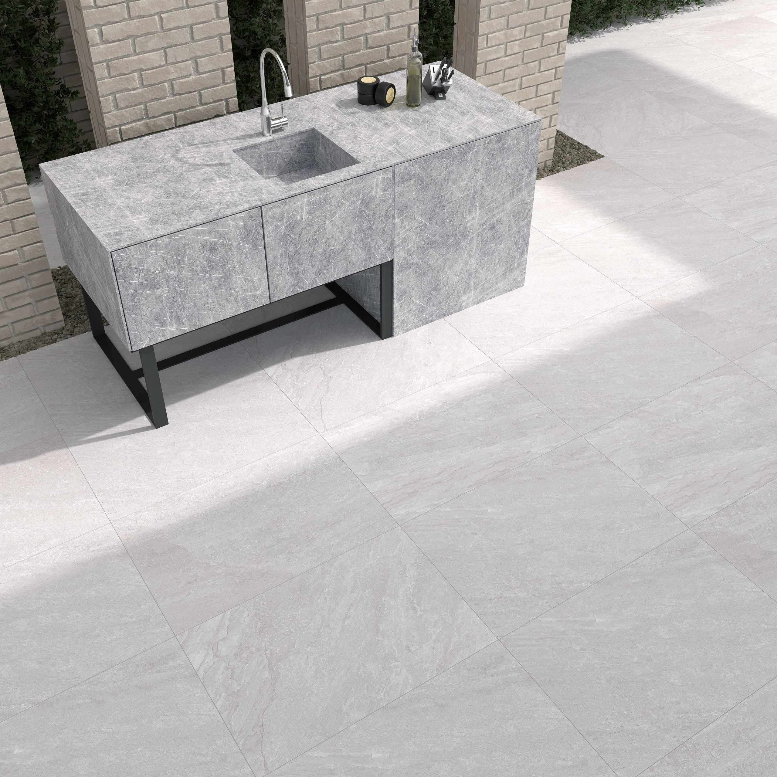 Broomhill White Outdoor Porcelain Slab Tile 60x90cm