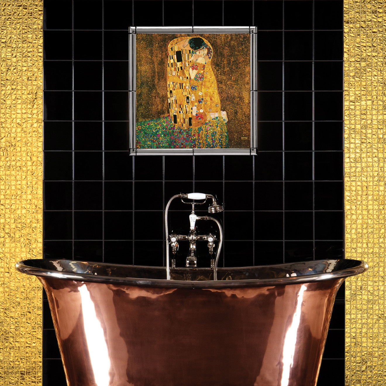 Byzantium Gold Gem Glass Mosaic Wall Tile 30x30cm