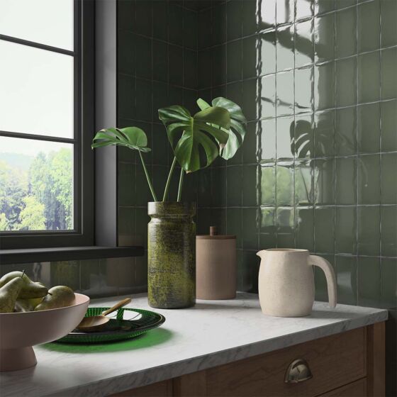 Clay Olive Ceramic Glazed Wall Tile 7x13cm-Verona-P12215