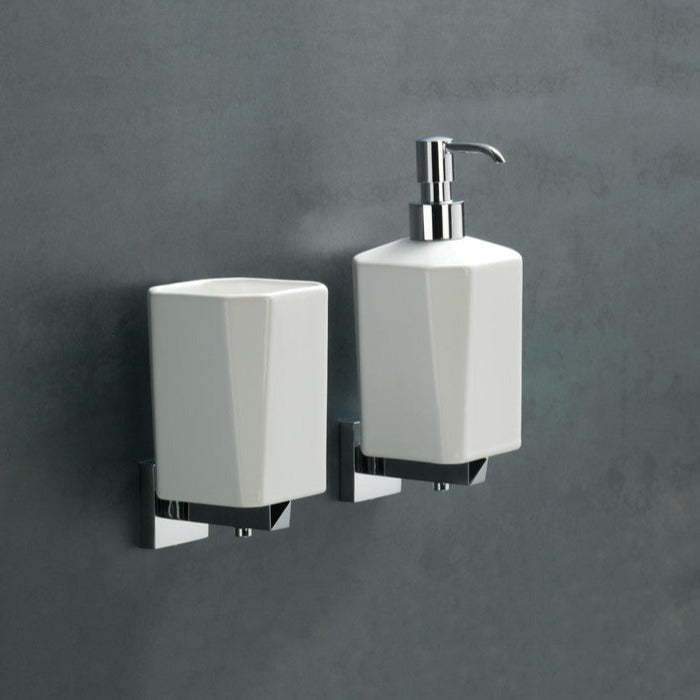 Pitta Wall Mounted Soap Dispenser - Chrome & White