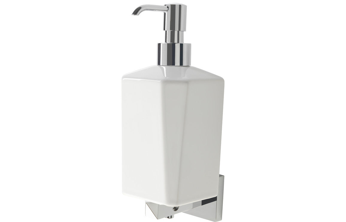 Pitta Wall Mounted Soap Dispenser - Chrome & White