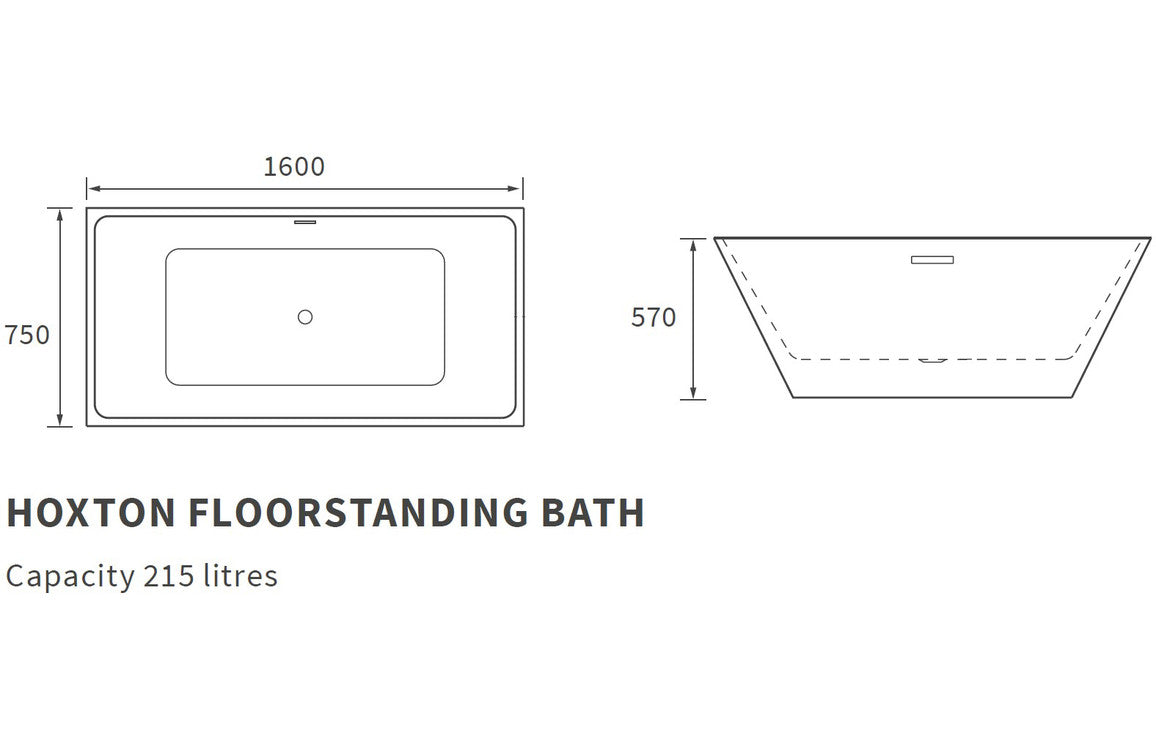 Caban Coch Freestanding 1600x750x570mm Bath
