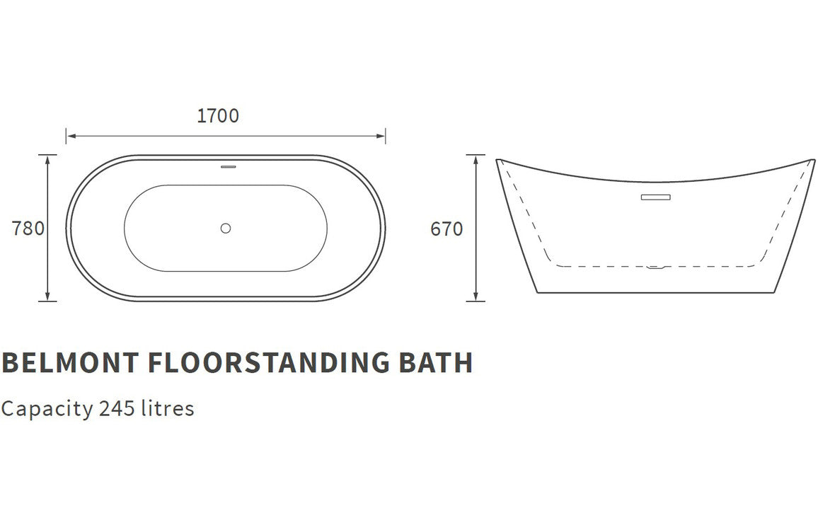 Cefni Freestanding 1700x780x690mm Bath - Matt Blue