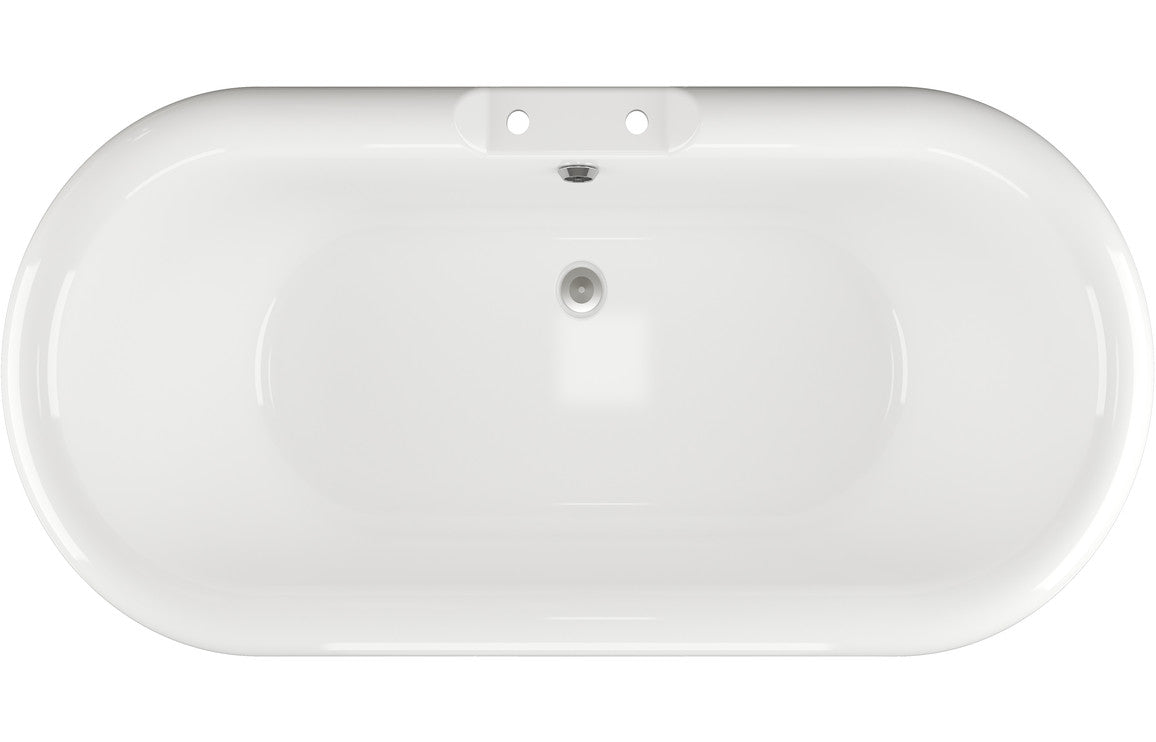 Clywedog Freestanding 1690x740x620mm 2TH Bath w/Feet - White