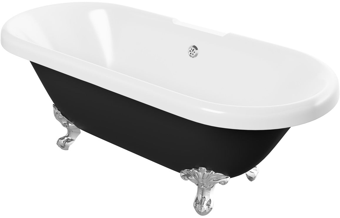 Clywedog Freestanding 1690x740x620mm 2TH Bath w/Feet - Black