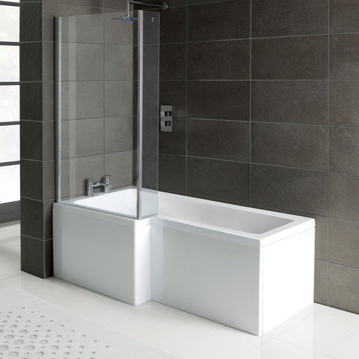 L-Shape 1700x700-850x410mm 0TH Shower Bath, Panel & Screen