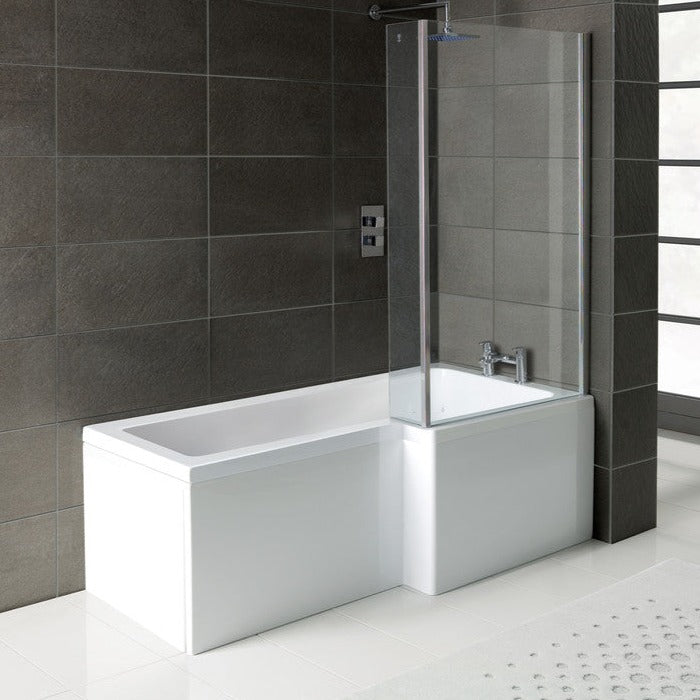 L-Shape 1700x700-850x410mm 0TH Shower Bath, Panel & Screen