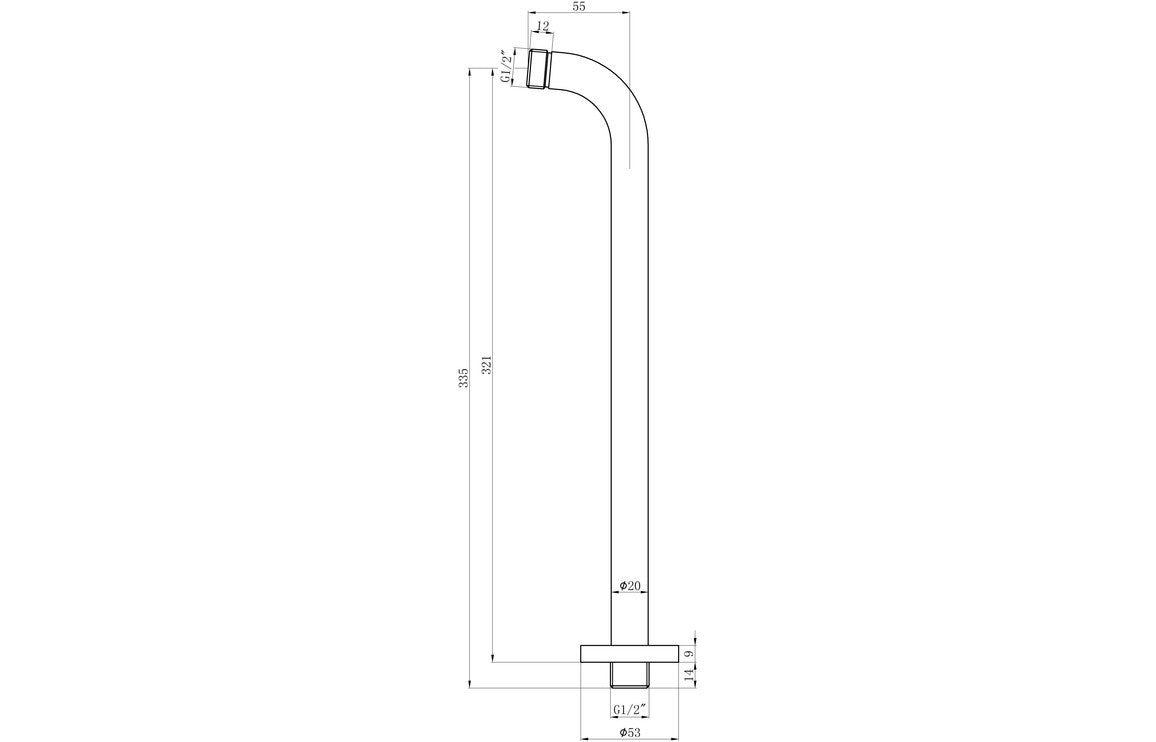 320mm Round Shower Arm - Brushed Brass
