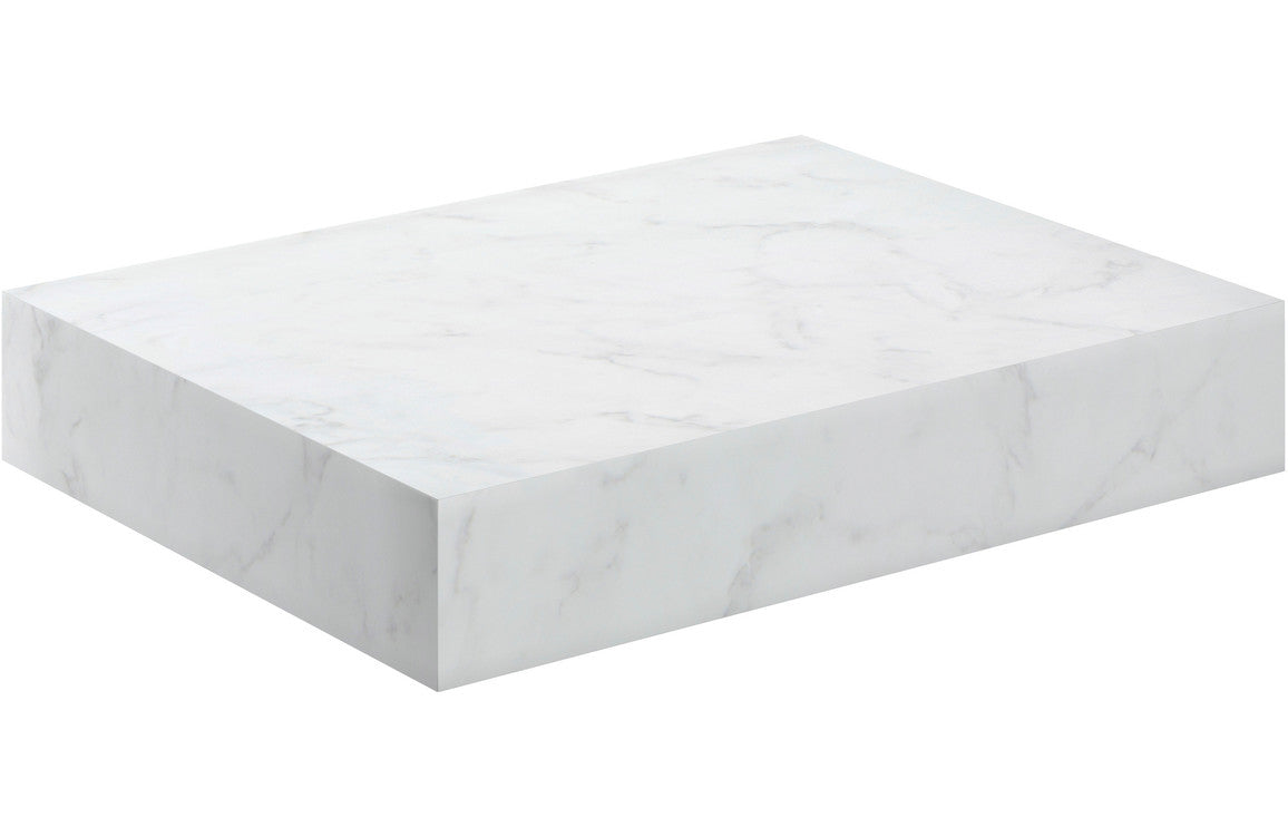 Earth 600mm Wall Hung Basin Shelf - White Marble