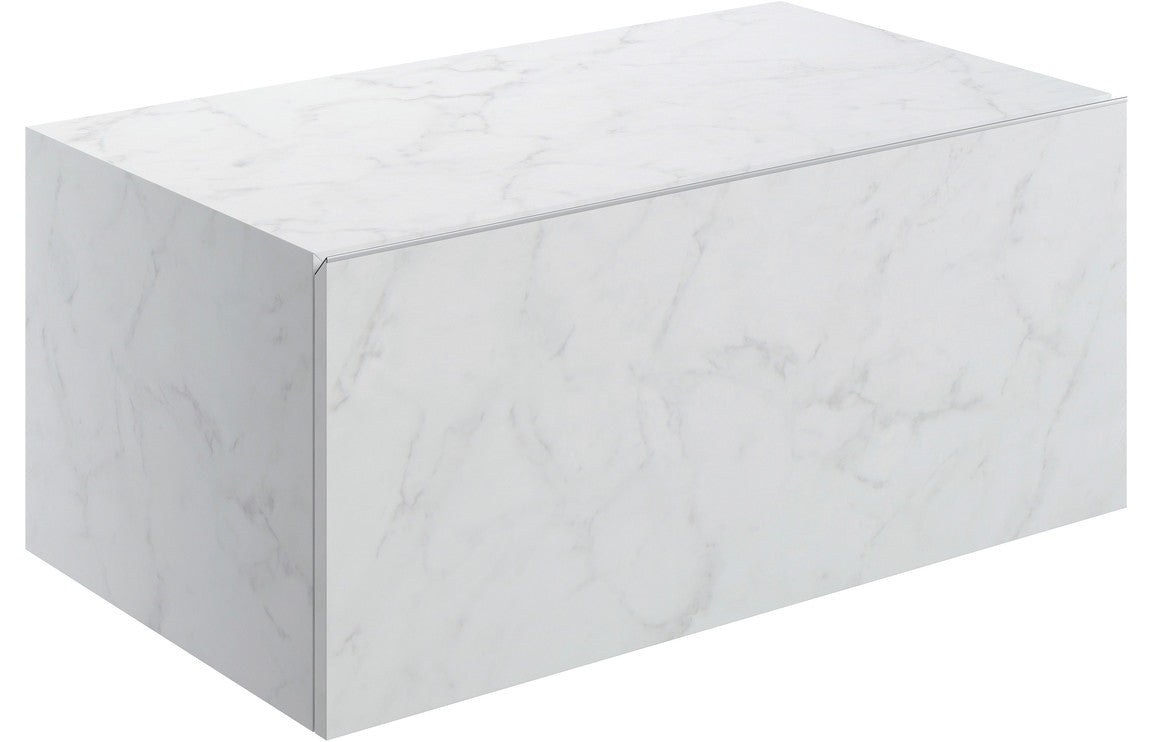 Earth 800mm Wall Hung Storage Drawer - White Marble
