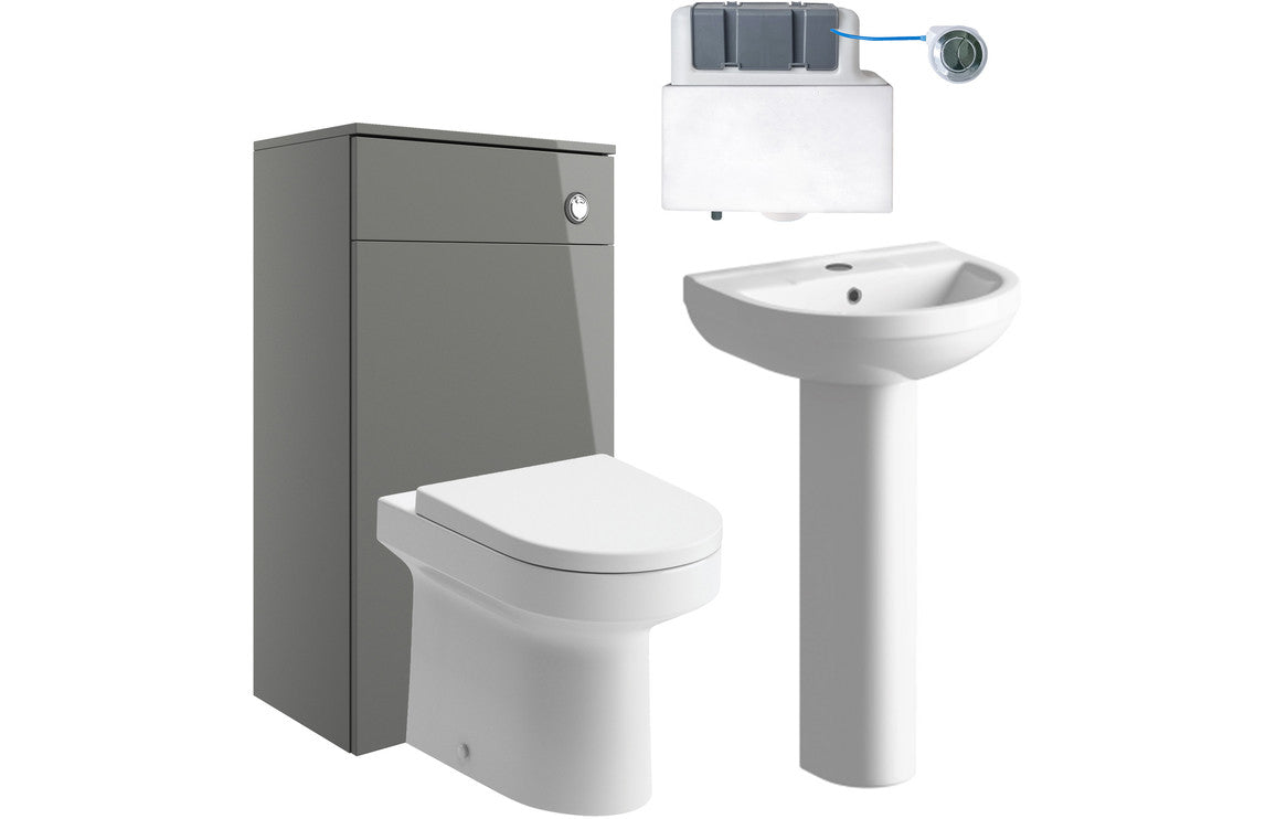 Romain 500mm WC Unit, BTW Toilet and Basin/Pedestal Pack