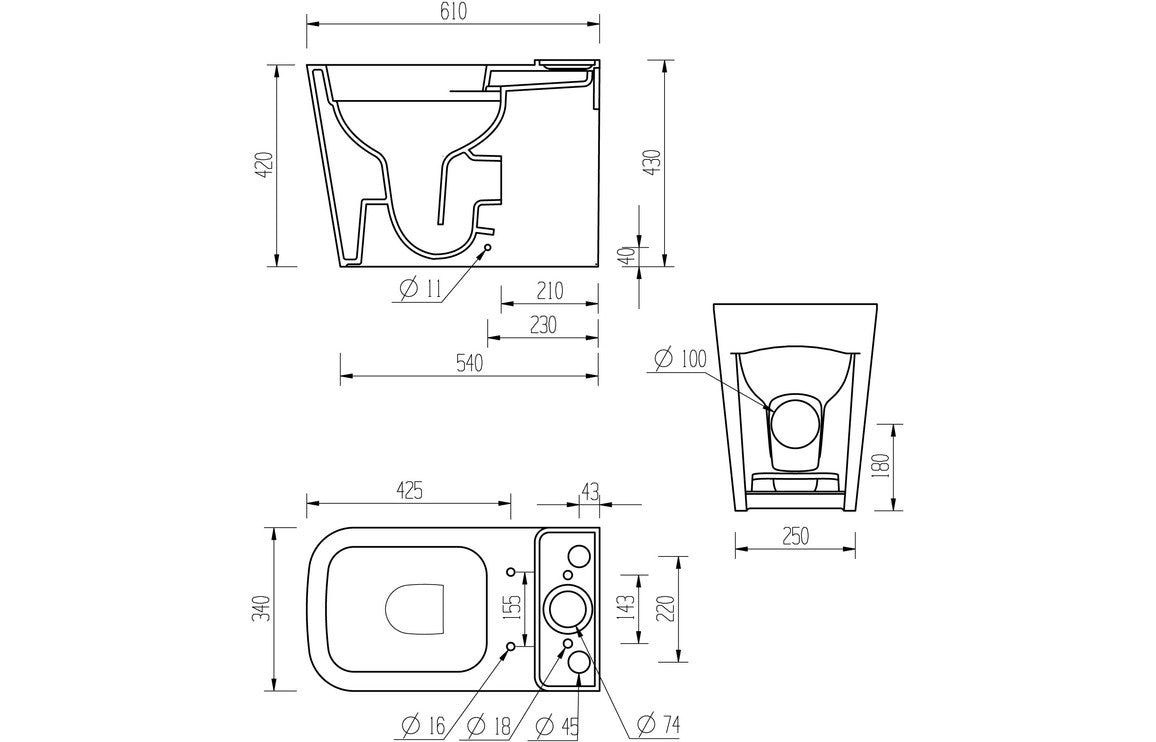 Tilly Rimless Close Coupled Fully Shrouded Short Projection WC & Soft Close Seat