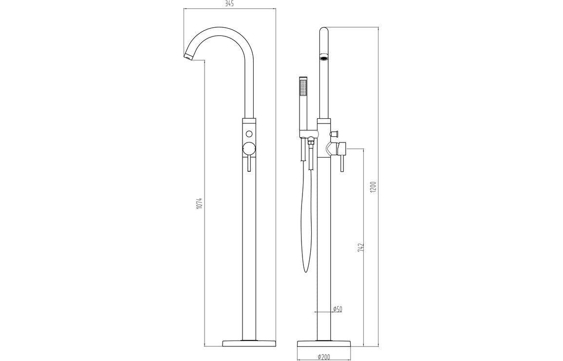 Portiofino Floor Standing Bath/Shower Mixer - Brushed Brass