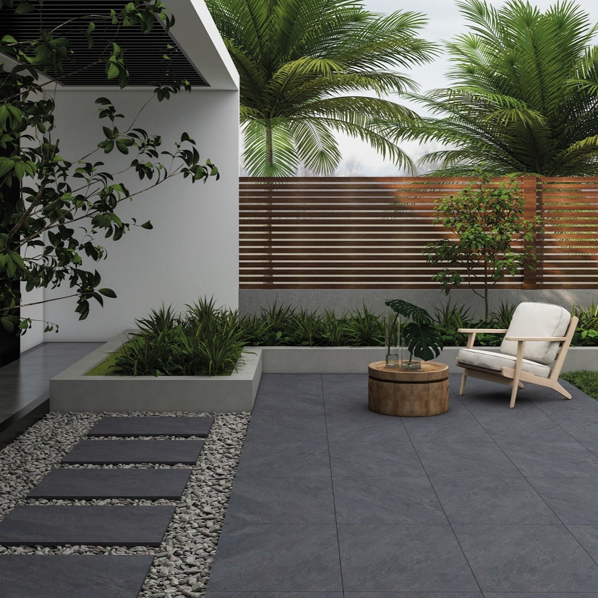 Charlestone Dark Grey Outdoor Porcelain Slab Tile 60x90cm