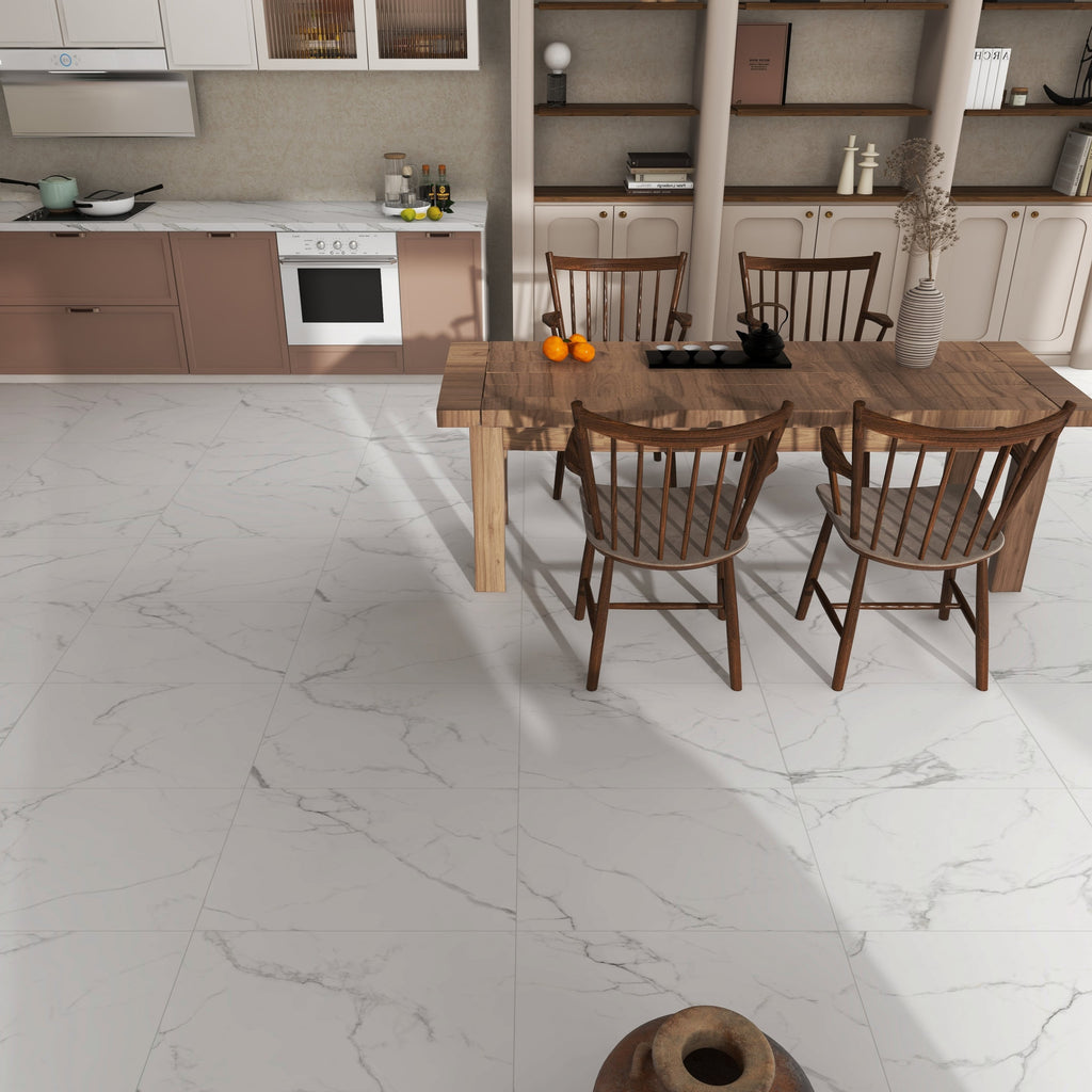 Emma Marble Effect Matt Porcelain Tile 60x60cm