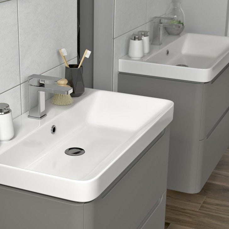 Muscat 800mm 2 Drawer Wall Hung Basin Unit - Matt Grey