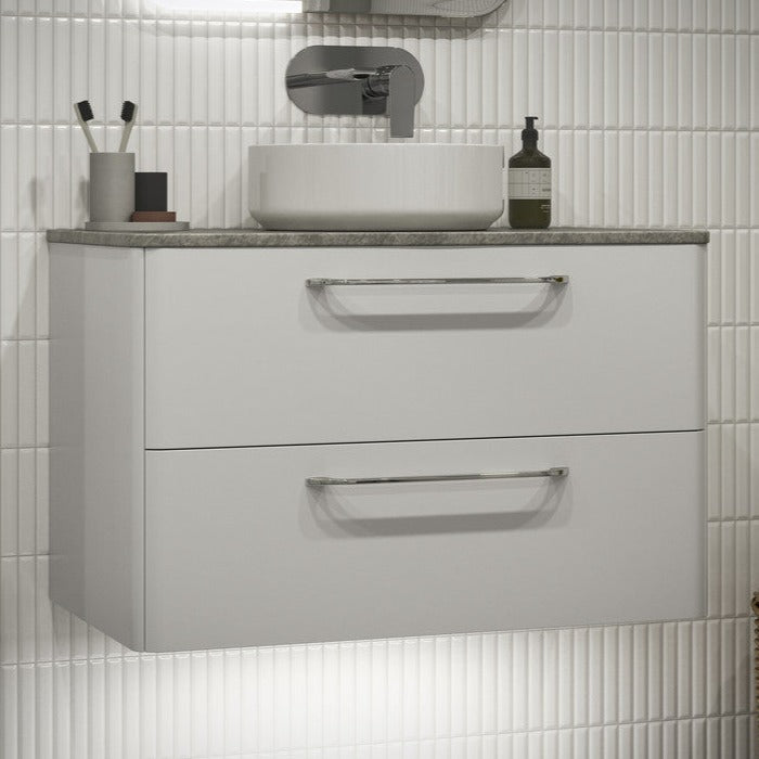 Grossi 594mm 2 Drawer Wall Unit (exc. Basin) - White Gloss