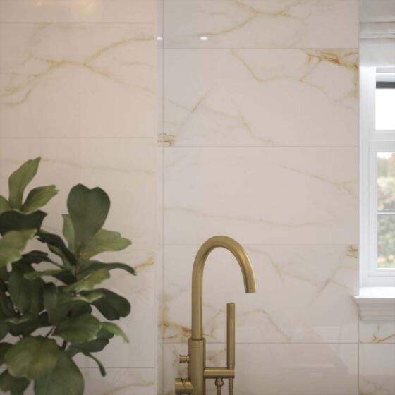 Goldman Gloss Ceramic Wall Marble Effect Tile 30x60cm-Verona-P12878