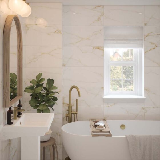 Goldman Gloss Ceramic Wall Marble Effect Tile 30x60cm-Verona-P12878