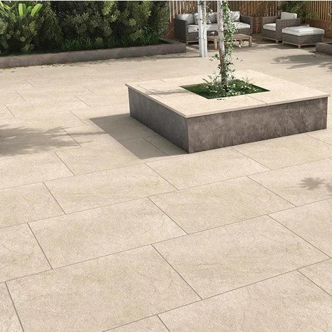 Hammer Beige Stone Effect 20mm Outdoor Porcelain Slab Tile 60x90cm-Outdoor Tiles