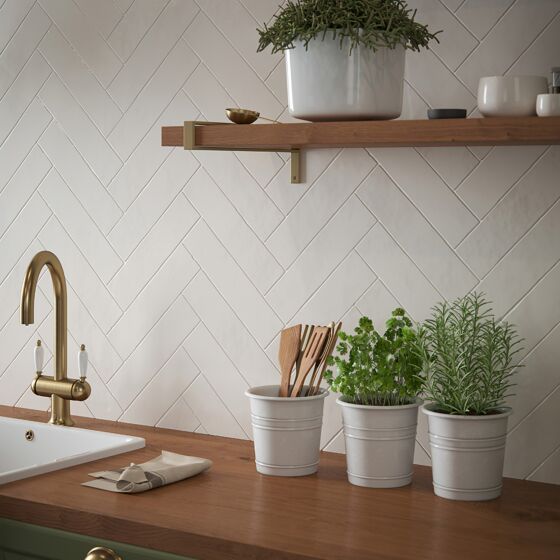 Handmade Cream Ceramic Wall Tile 7.5x30cm-Verona-P11989