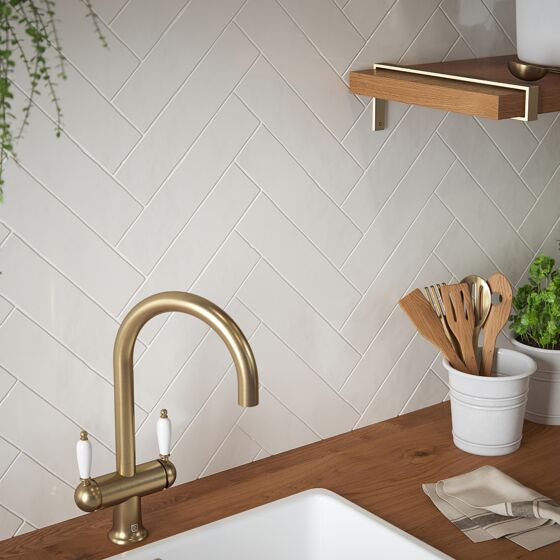 Handmade Cream Ceramic Wall Tile 7.5x30cm-Verona-P11989