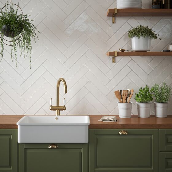 Handmade Cream Ceramic Wall Tile 7.5x30cm-Verona-P11989