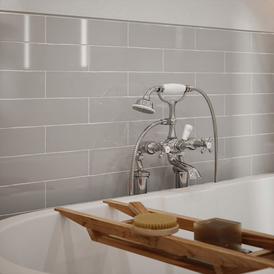 Handmade Grigio Ceramic Wall Tile 7.5x30cm-Verona-P11990