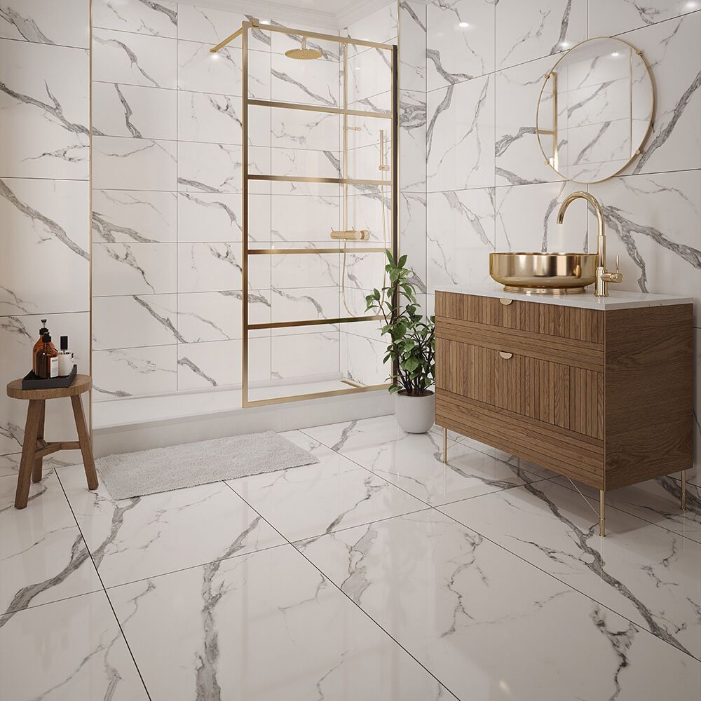 Hera Glazed Porcelain Marble Effect Tile 60x120cm-Verona-P12693