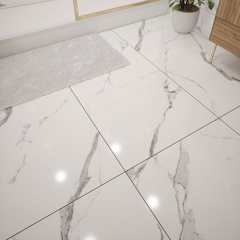 Hera Glazed Porcelain Marble Effect Tile 60x120cm-Verona-P12693
