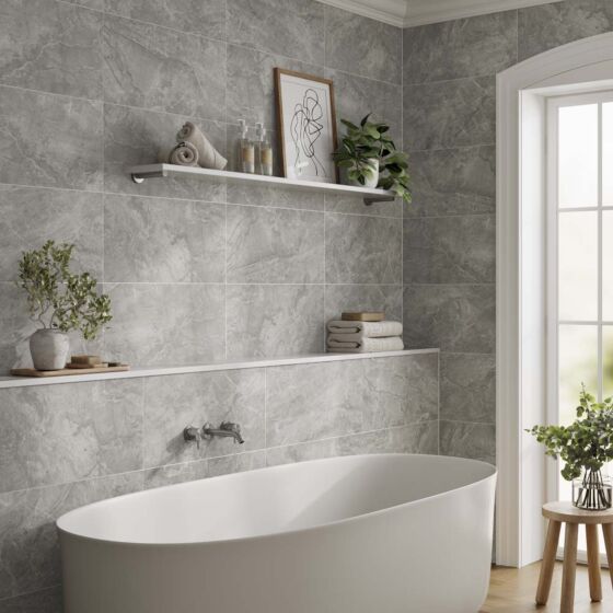 Hugo Grey Matt Ceramic Wall Tile 30x60cm-Verona-P13000