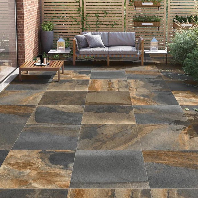 Slate Impero Multicolour 20mm Outdoor Porcelain Slab Tile 60x90cm-Outdoor Tiles