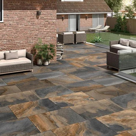 Slate Impero Multicolour 20mm Outdoor Porcelain Slab Tile 60x90cm-Outdoor Tiles